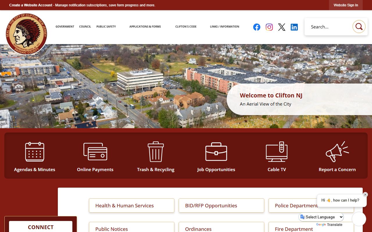 Clifton City Clerk vital records page for Clifton death index