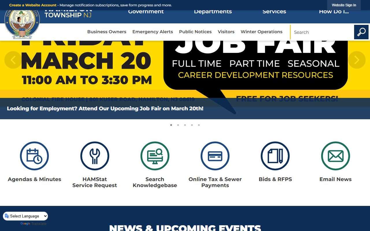 Hamilton Township Clerk office for death index and vital records searches