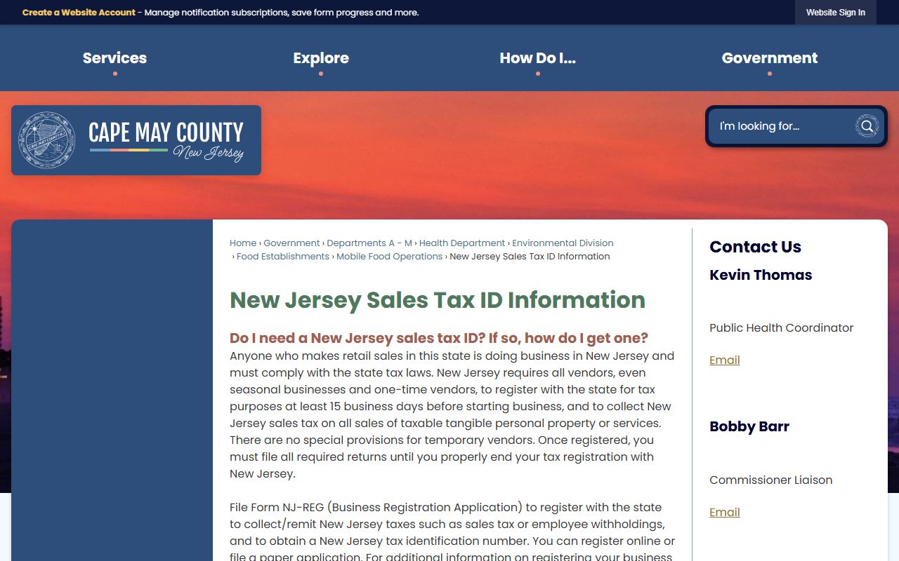 Cape May County Surrogate death records page