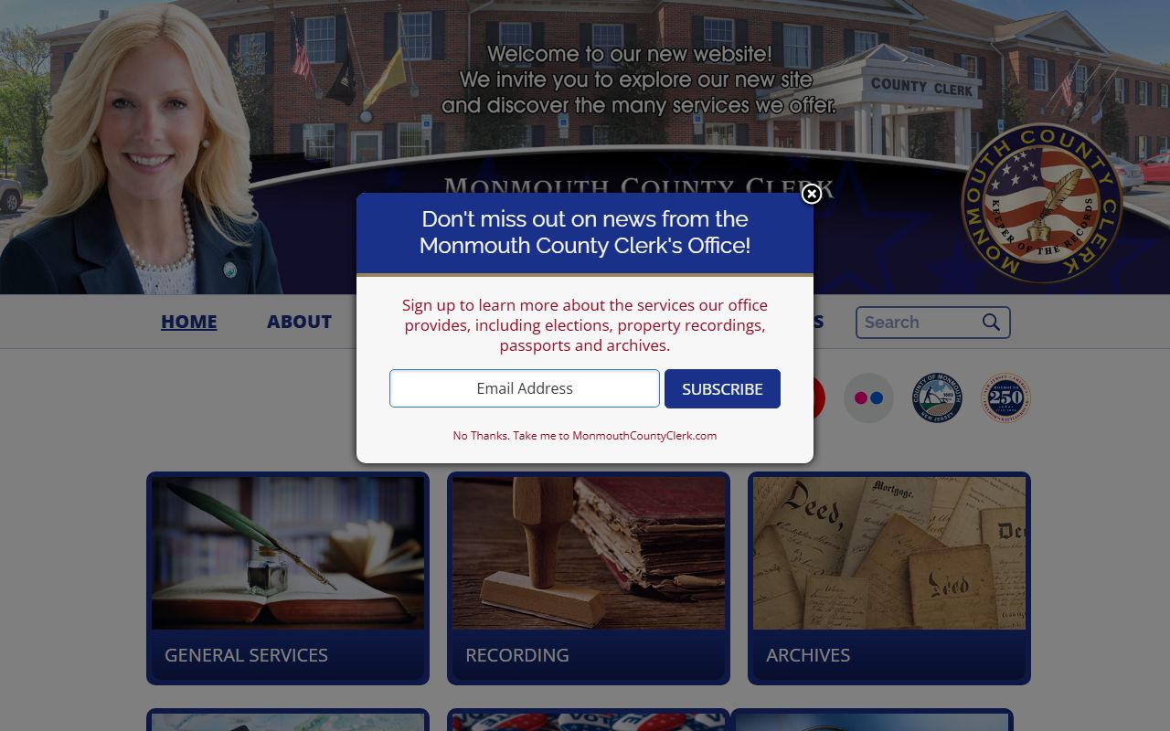 Monmouth County Clerk office vital records page for death index searches