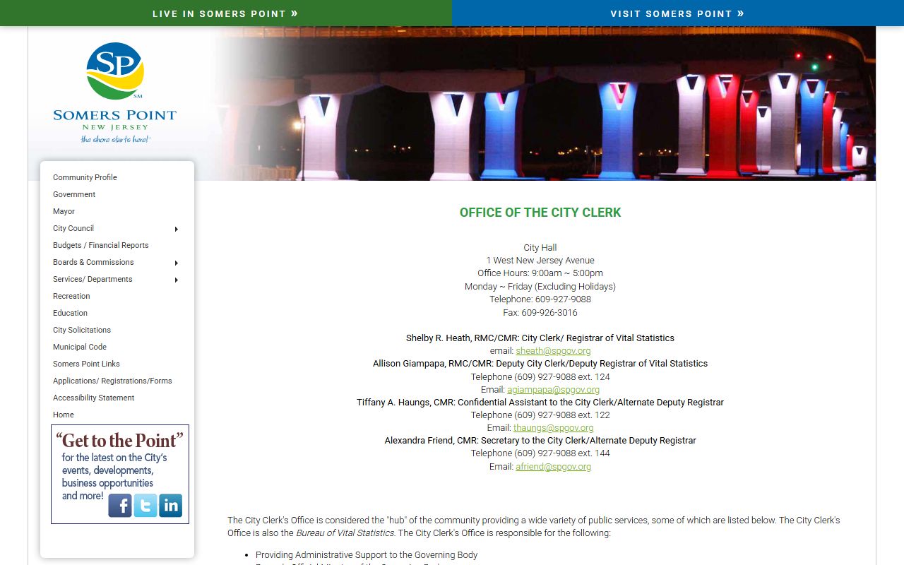 Local clerk office reference for vital records in Ocean County area